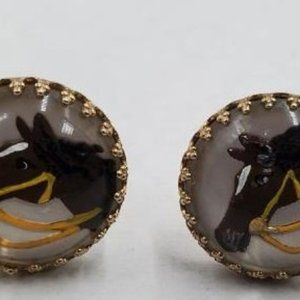 CUFFLINKS HORSE GOLDTONE VINTAGE AND ANTIQUE
